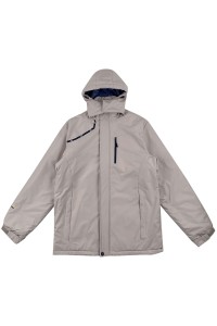 網上下單訂購白色衝鋒衣外套  設計加絨保暖 前胸拉鏈袋口 外套製衣廠 SKJ086
